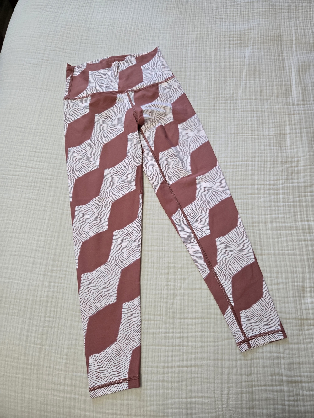 Aerie High-Waist Patterned Leggings - Dusty Rose & White Size Medium